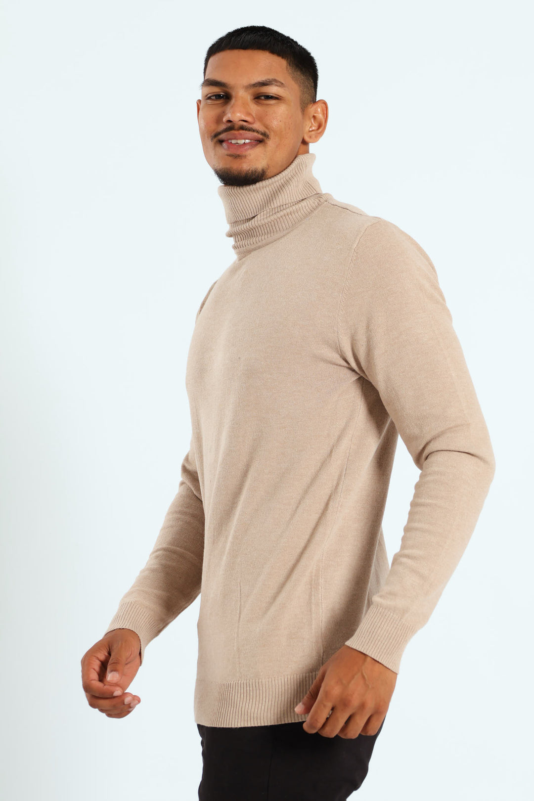 Basic Poloneck Knitwear - Stone