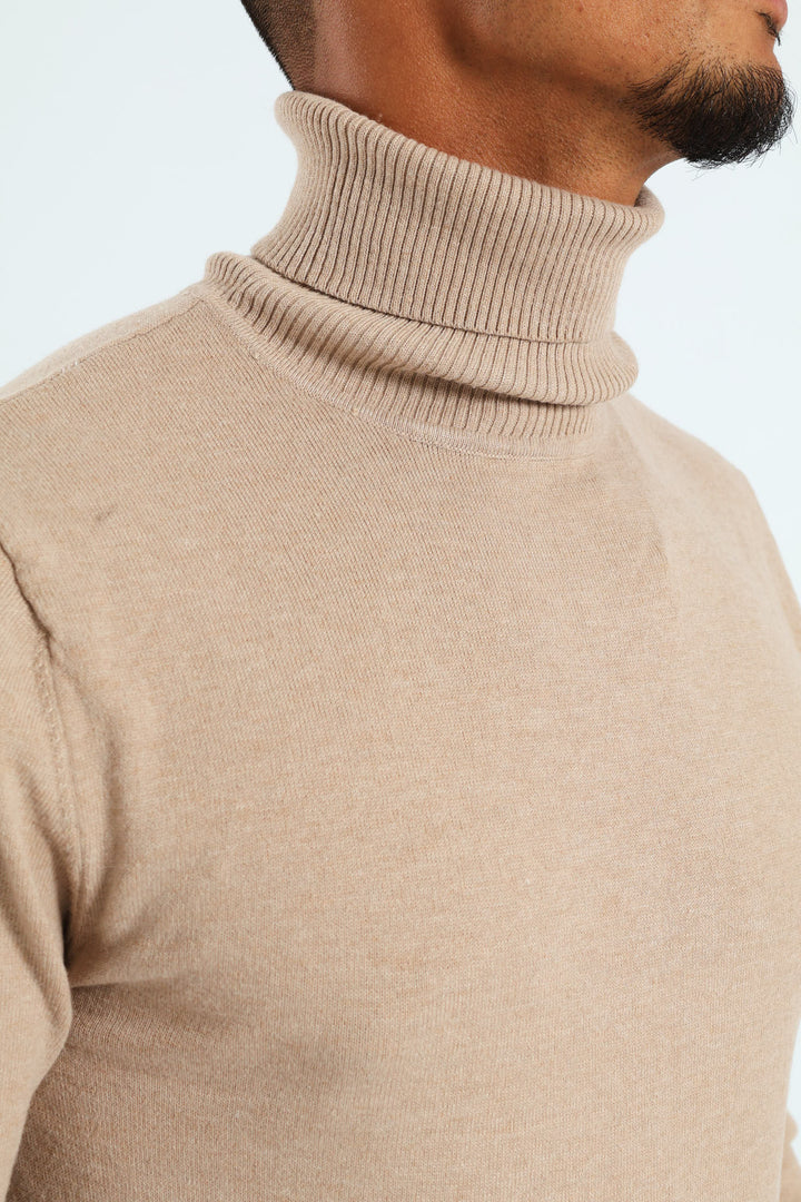 Basic Poloneck Knitwear - Stone