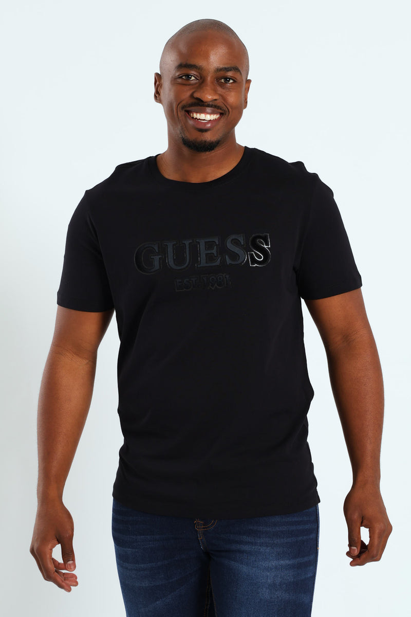 Sprayed Flock Logo Tee - Black