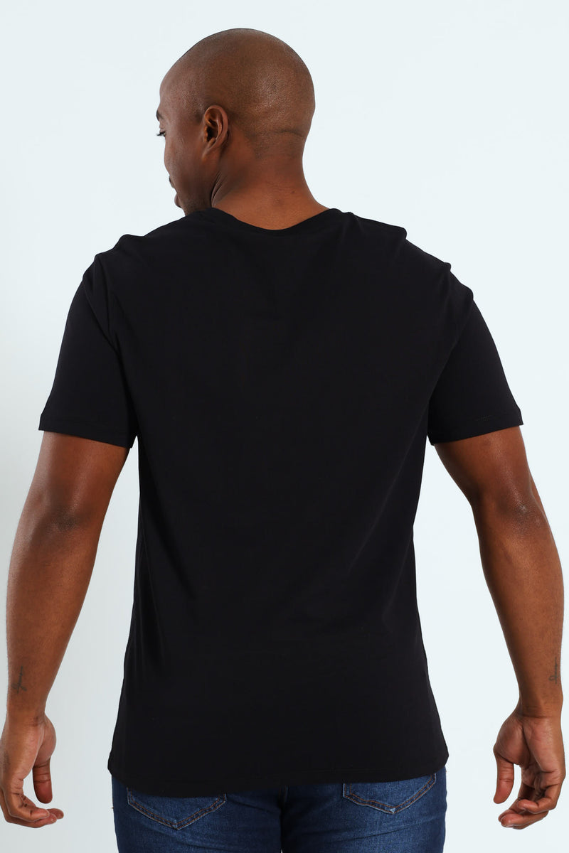 Sprayed Flock Logo Tee - Black