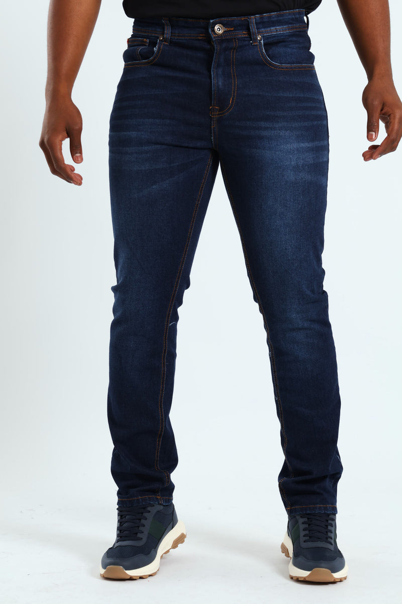 Camel Tint Straight Leg Denim - Dark Wash