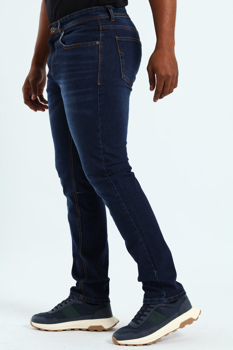 Camel Tint Straight Leg Denim - Dark Wash