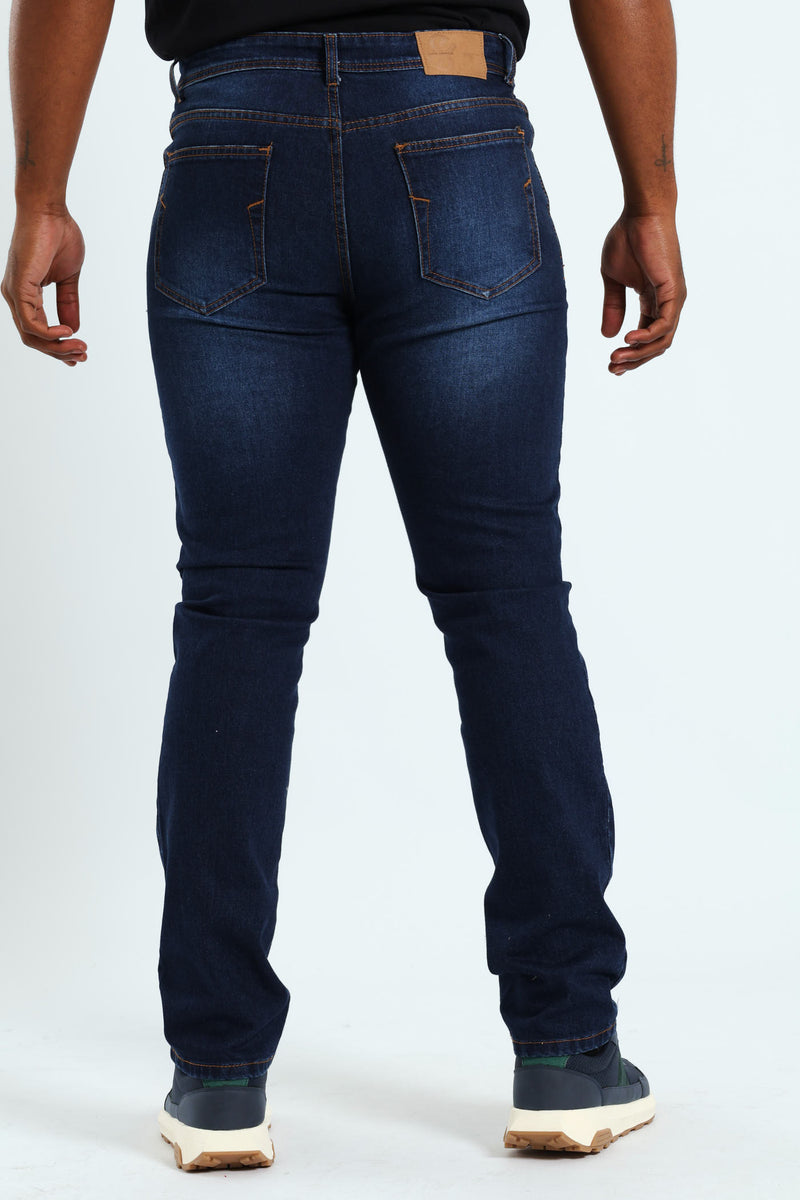 Camel Tint Straight Leg Denim - Dark Wash