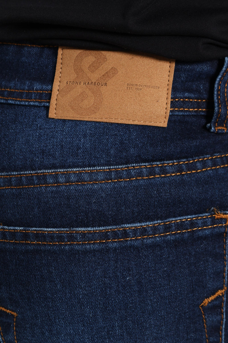 Camel Tint Straight Leg Denim - Dark Wash