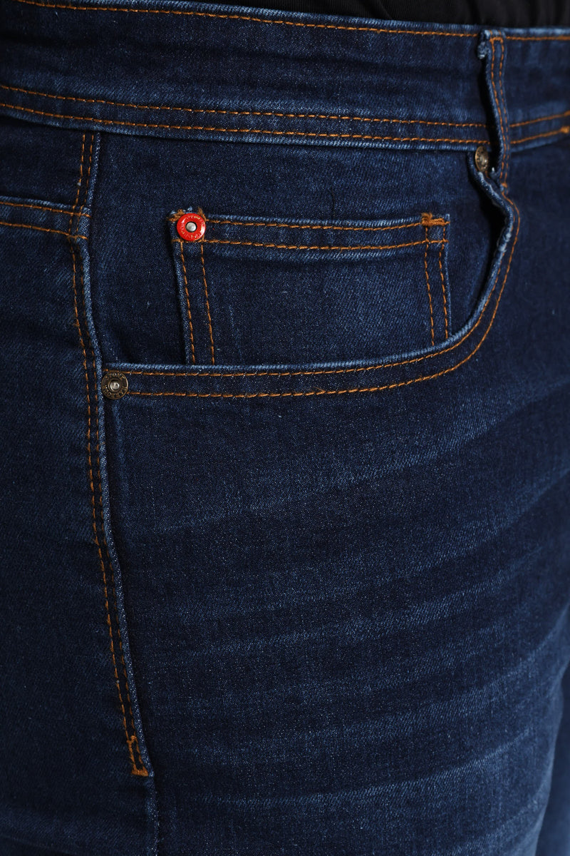Camel Tint Straight Leg Denim - Dark Wash