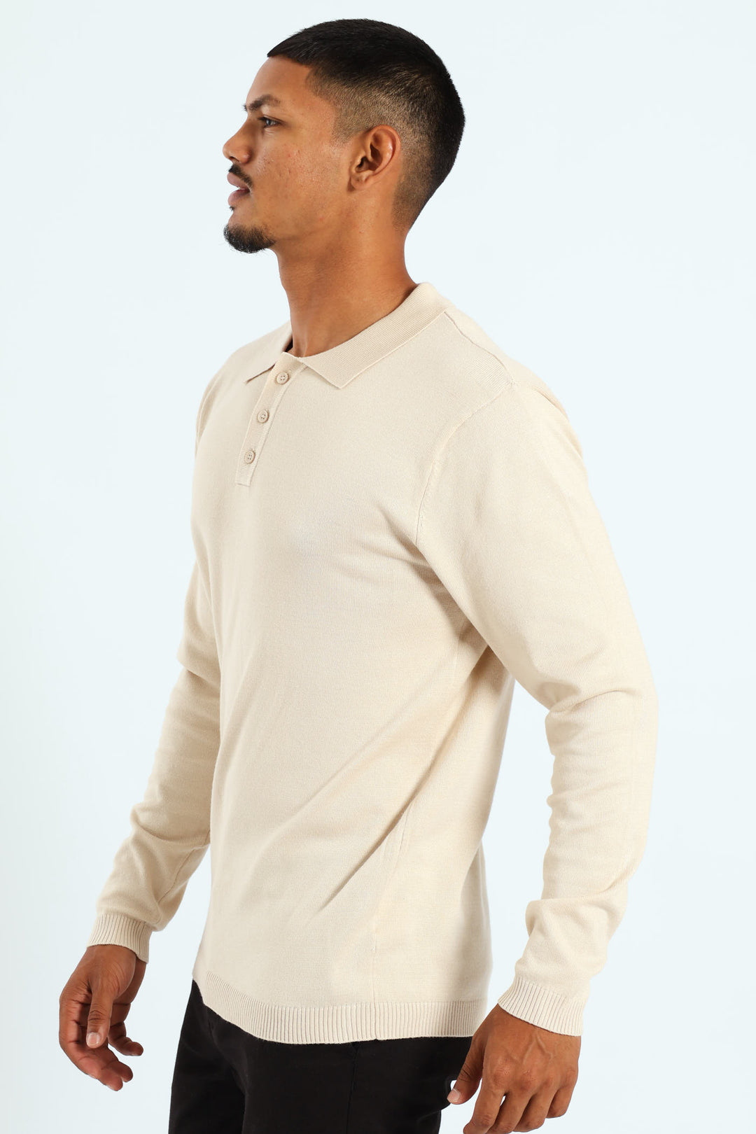Long Sleeve Knit Golfer - Tan