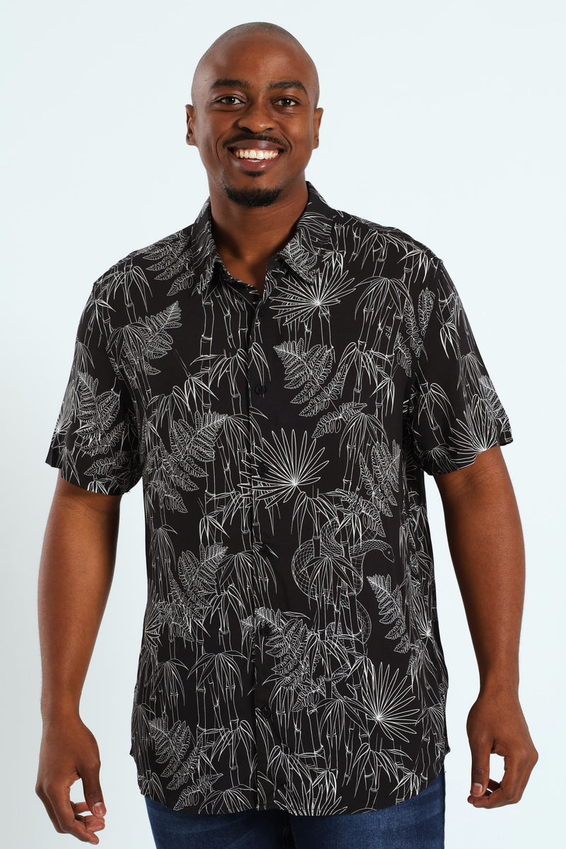 Eco Rayon Jungle Snake Shirt - Black