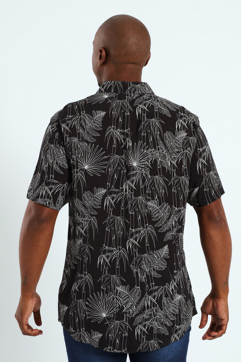 Eco Rayon Jungle Snake Shirt - Black