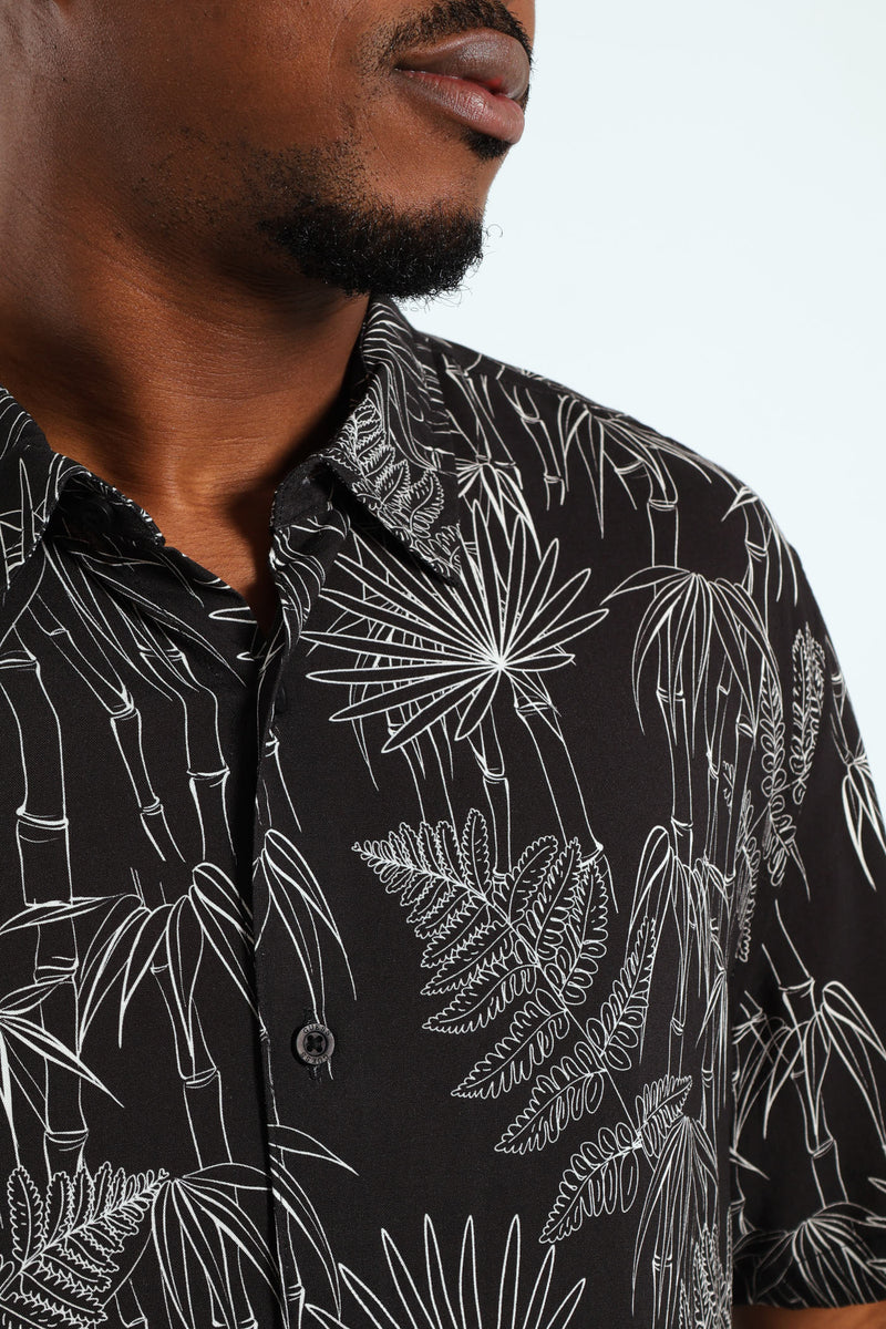 Eco Rayon Jungle Snake Shirt - Black
