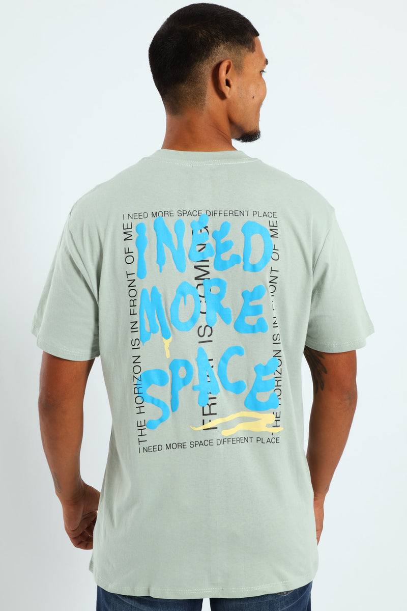 Slate Slogan Printed Tee - Slate