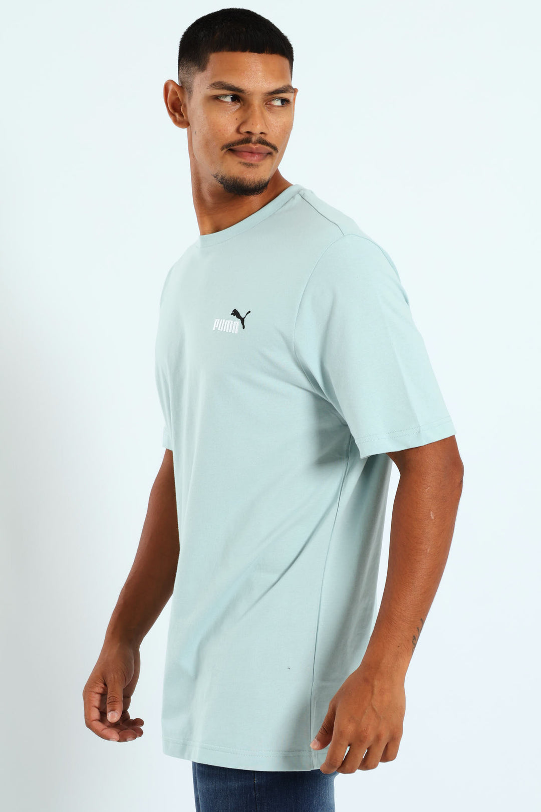 Two Colour Small No.1 Logo Tee - Light Turquoise