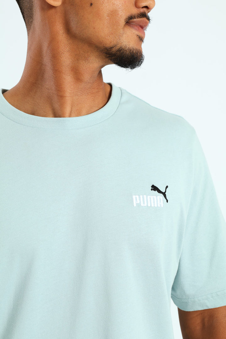 Two Colour Small No.1 Logo Tee - Light Turquoise