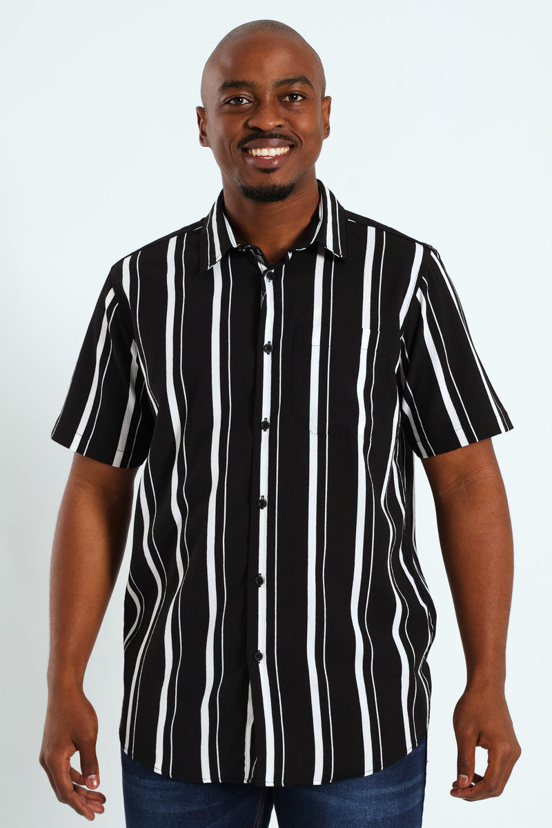 Seersucker Stripe Shirt - Black