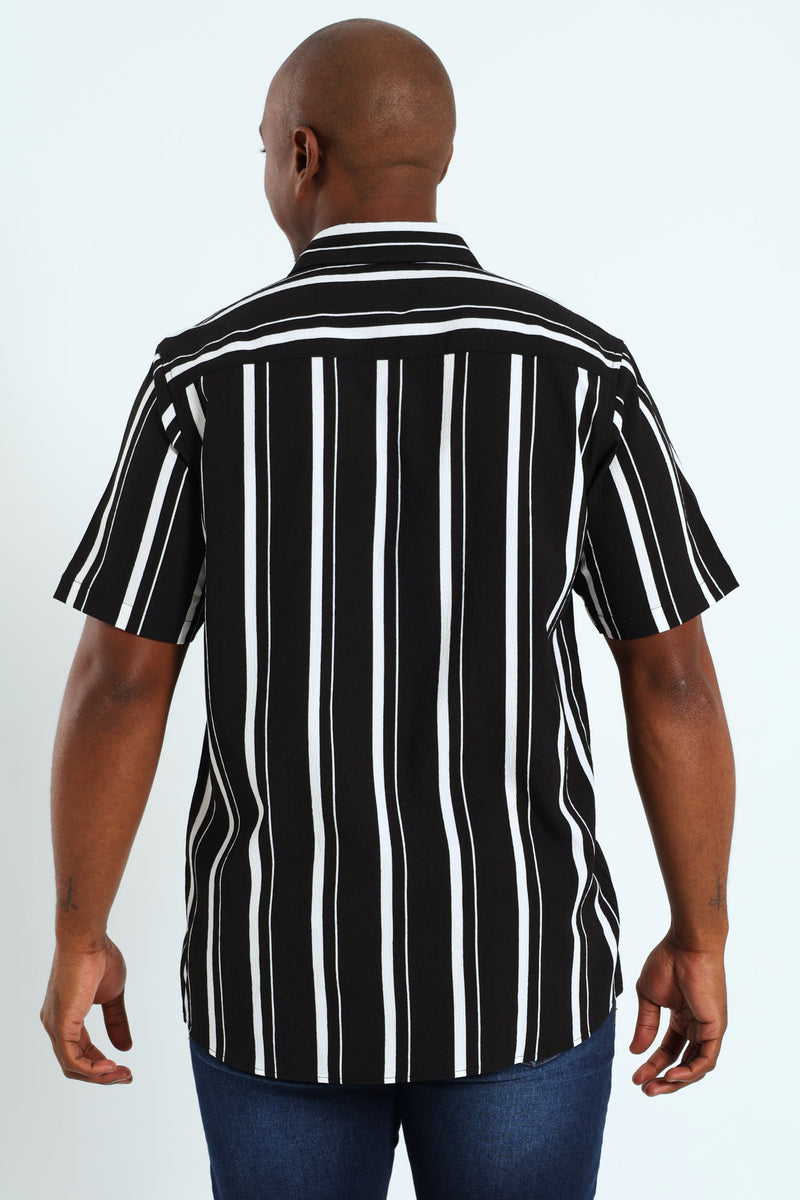 Seersucker Stripe Shirt - Black