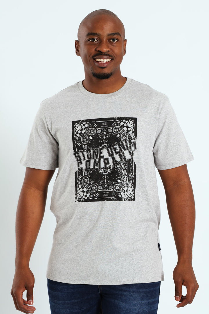 Antique Paisley Tee - Grey Melange