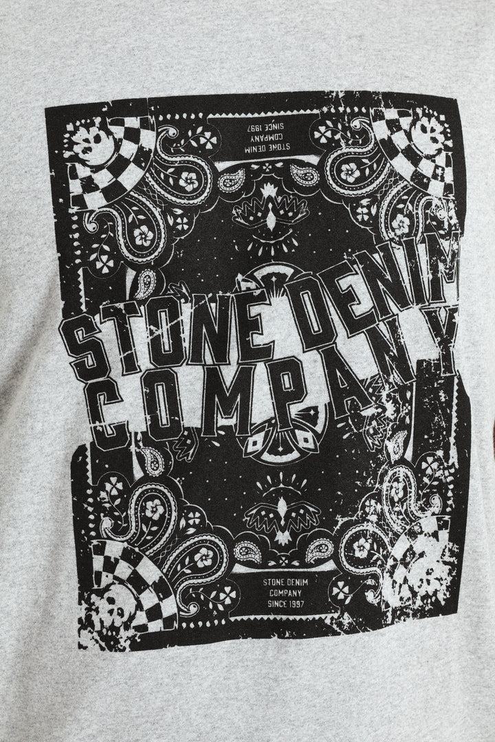 Antique Paisley Tee - Grey Melange