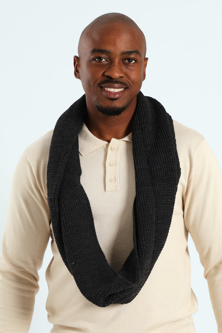 Waffle Snood Scarf - Charcoal
