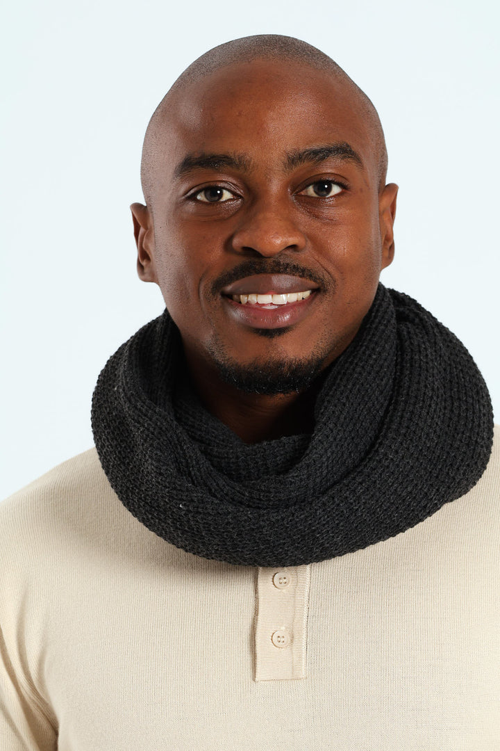 Waffle Snood Scarf - Charcoal