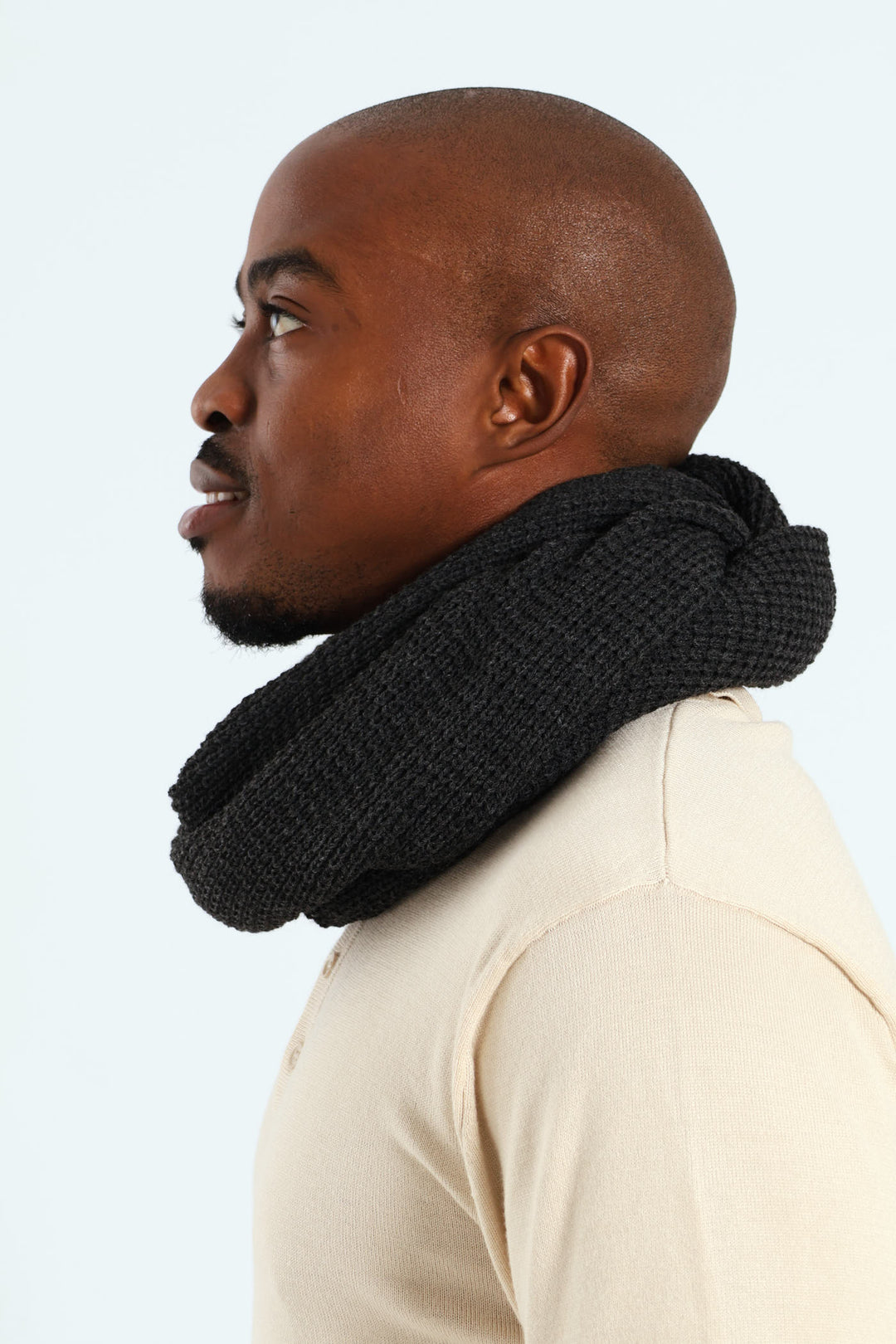 Waffle Snood Scarf - Charcoal
