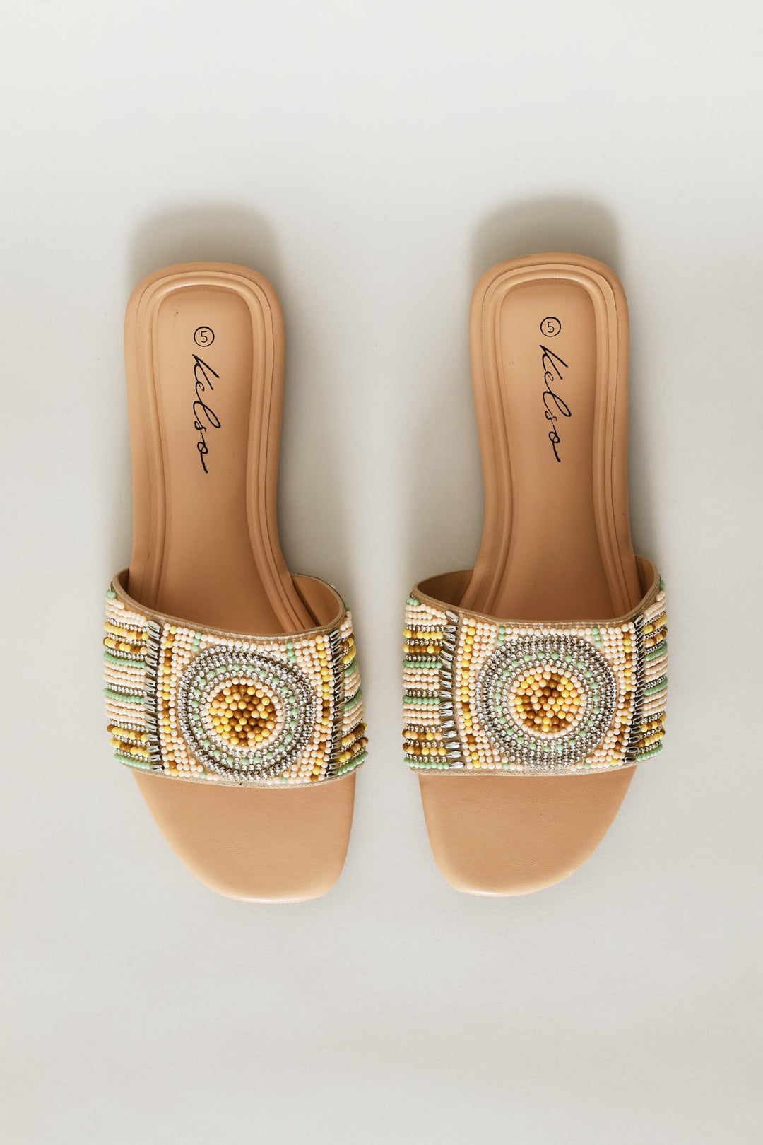 Multi Colour Beaded Mule Sandal - Multi