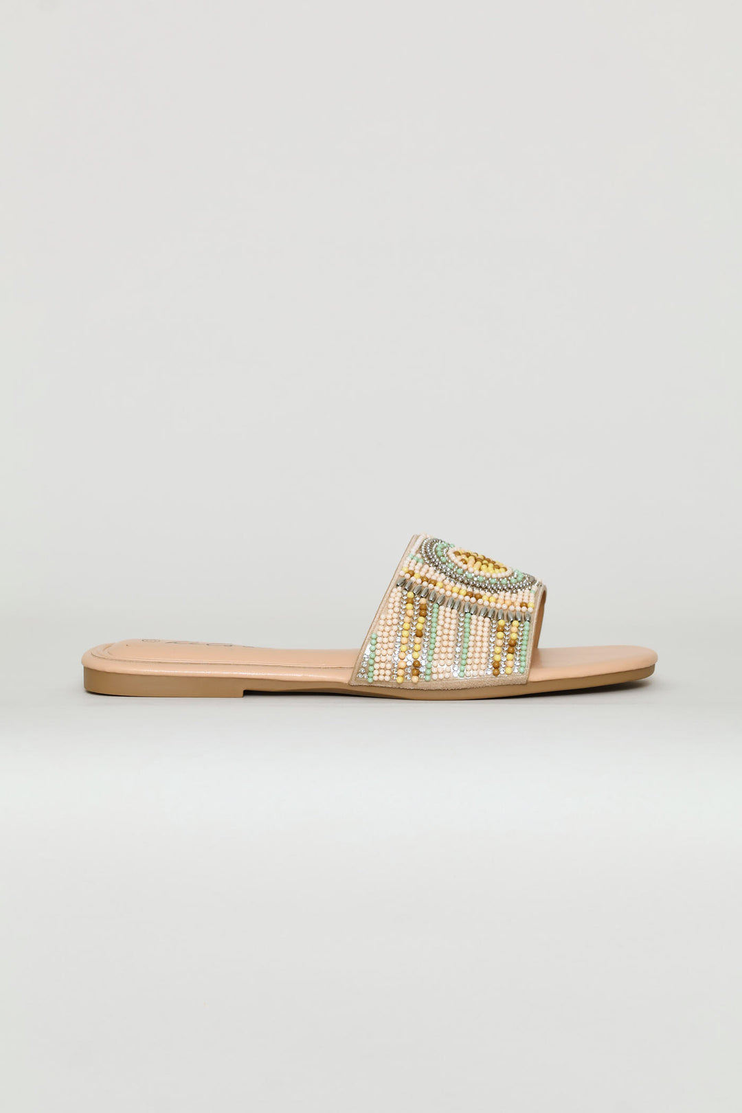 Multi Colour Beaded Mule Sandal - Multi
