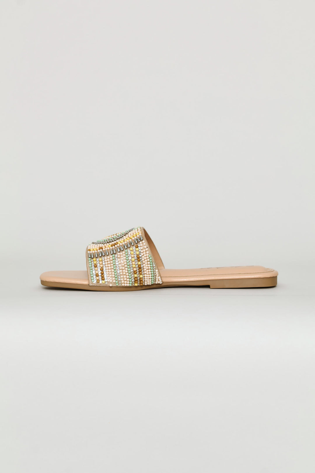 Multi Colour Beaded Mule Sandal - Multi
