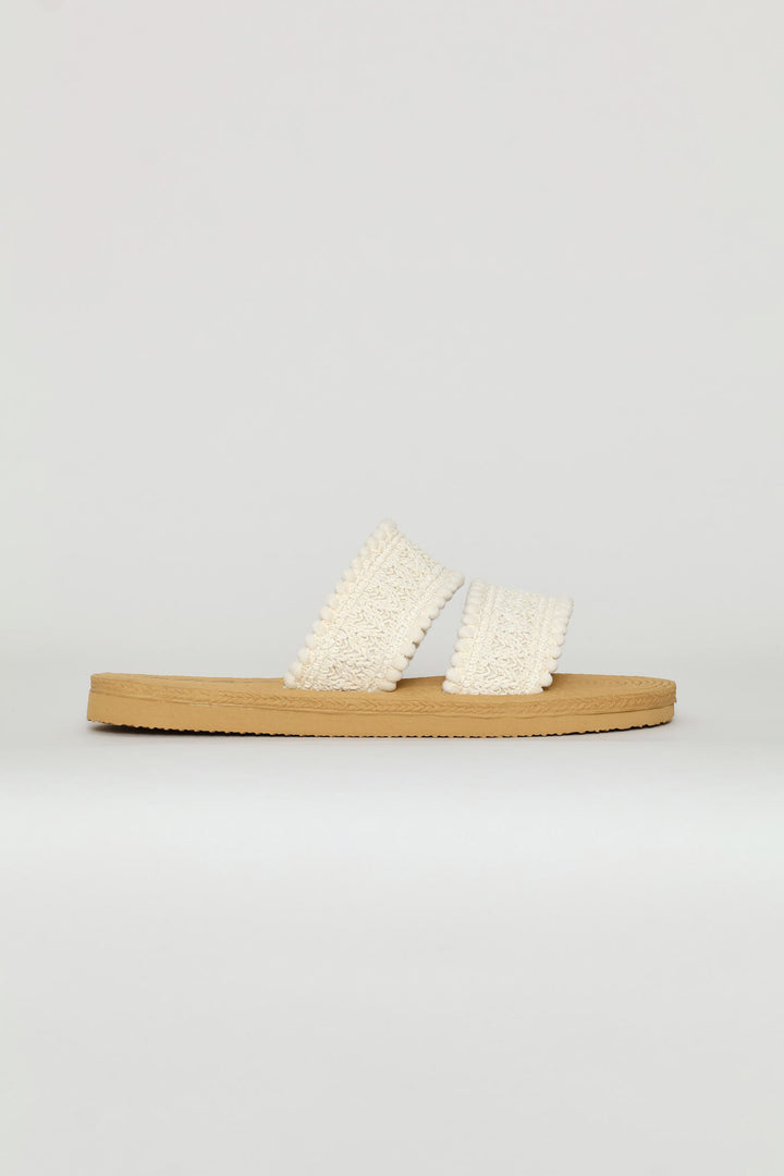 Multifabric Double Band Sandal - White
