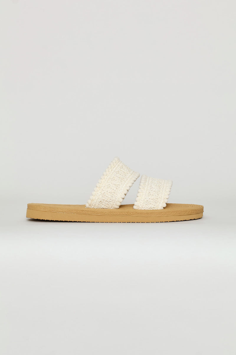 Multifabric Double Band Sandal - White