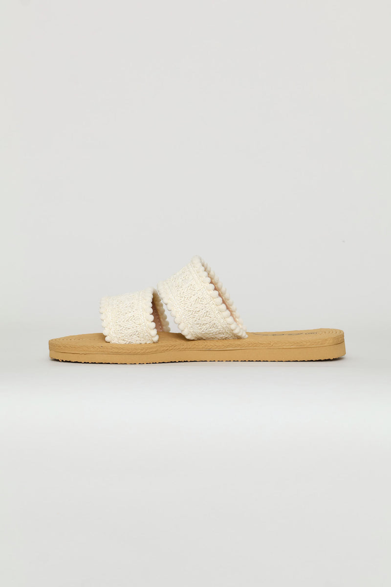 Multifabric Double Band Sandal - White