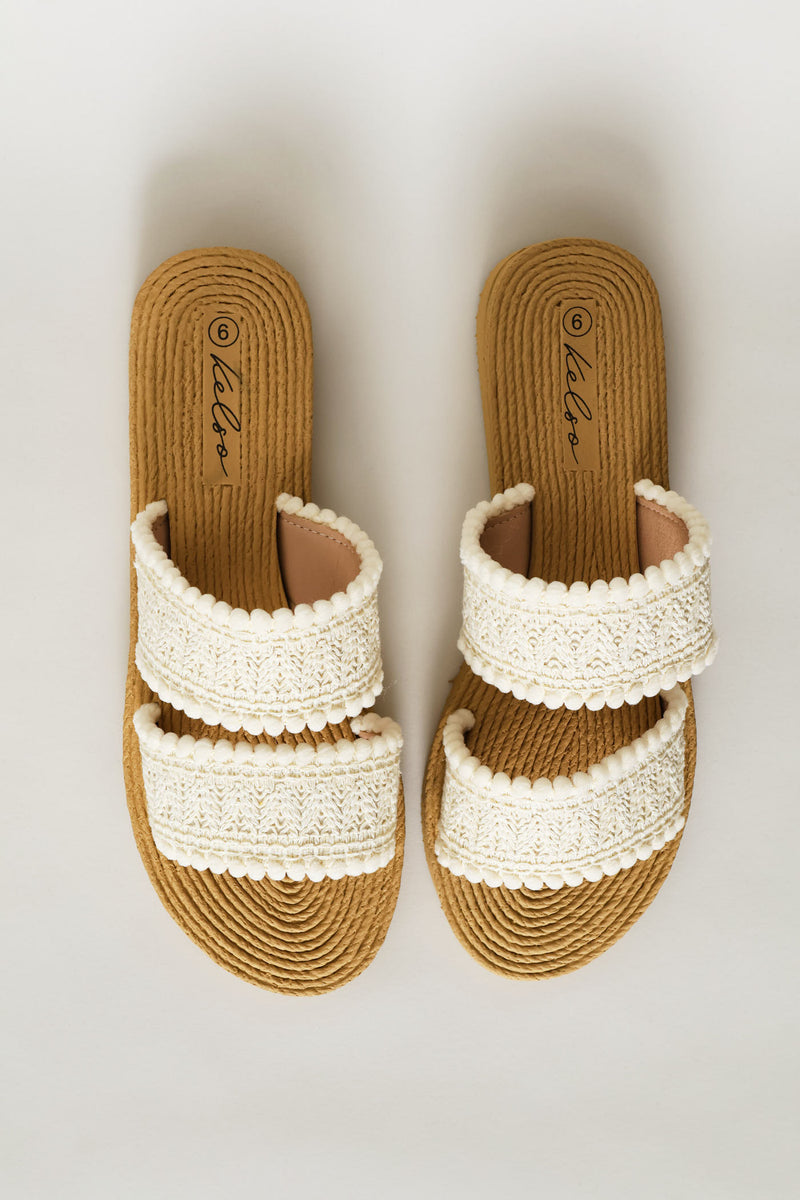Multifabric Double Band Sandal - White