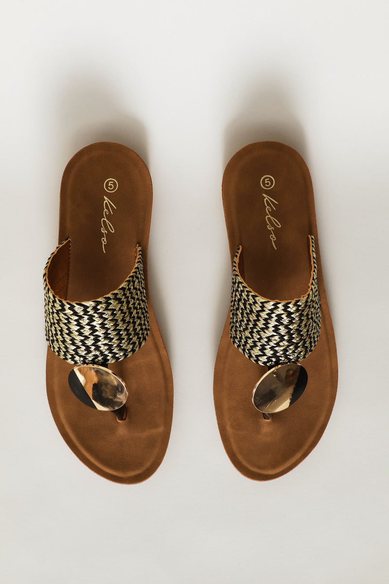 Aztec Detail Thong Sandal On Comfort Outsole - Multi