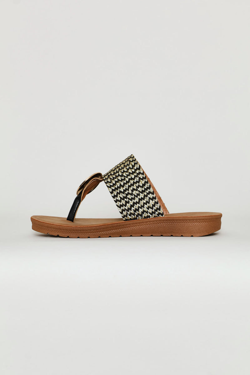 Aztec Detail Thong Sandal On Comfort Outsole - Multi