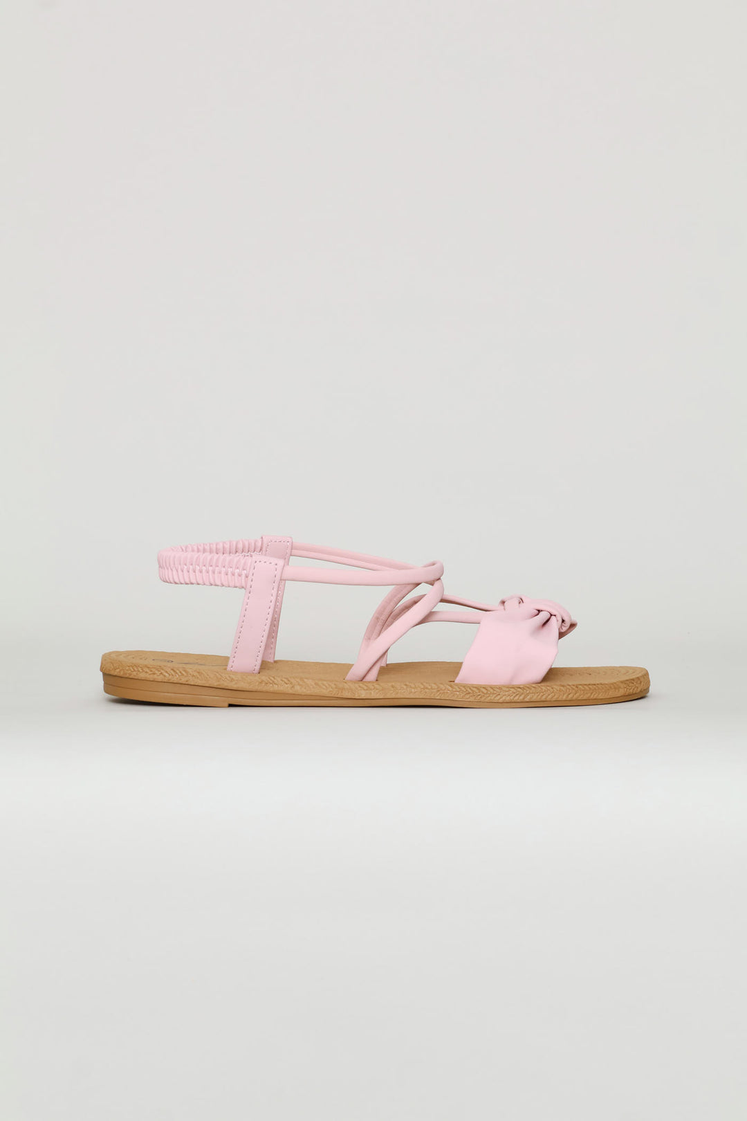Bow Elasticated Slingback Sandal - Blush