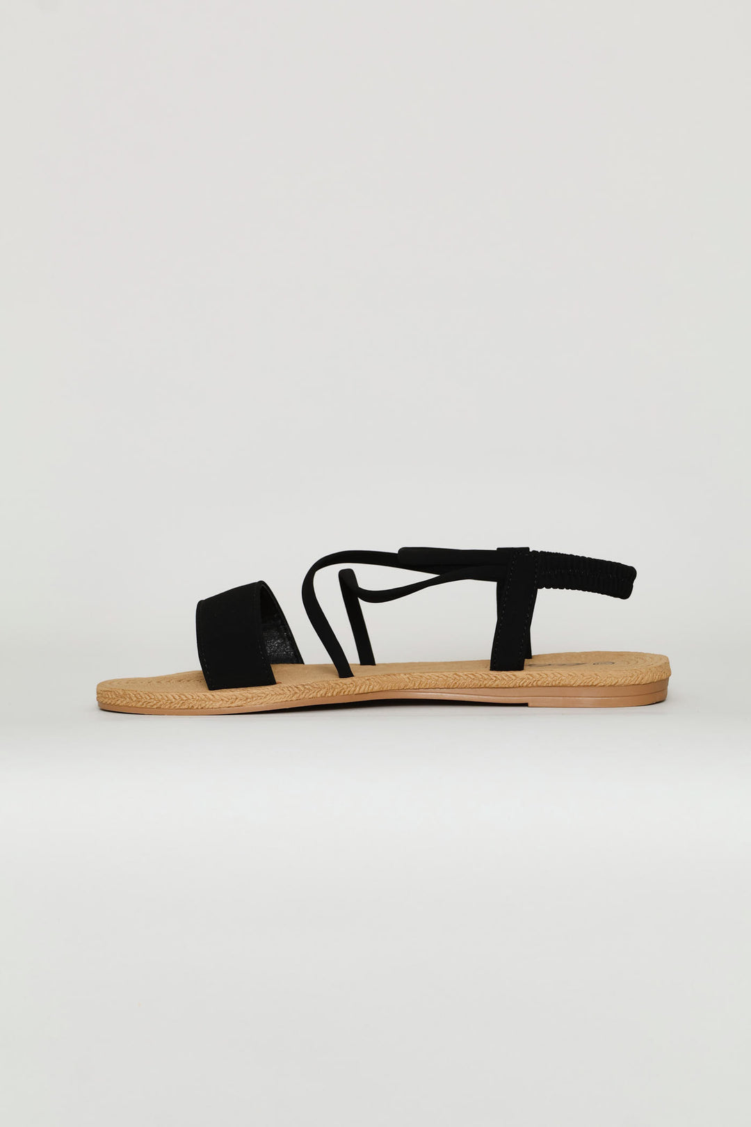 Cross Strap Elasticated Back Sandal - Black