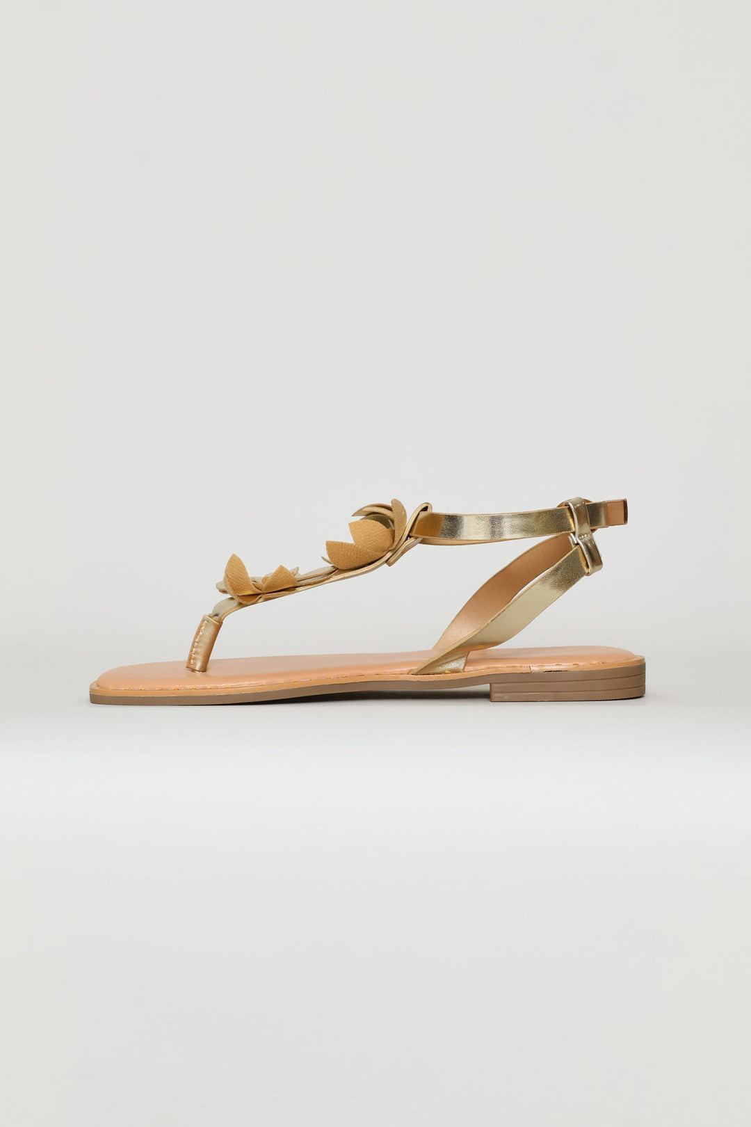 Flower Detail Thong Sandal - Gold