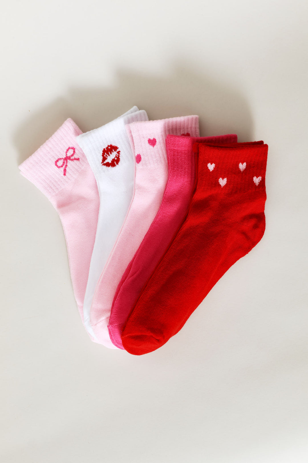 5 Pack Mid Crew Socks - Pink