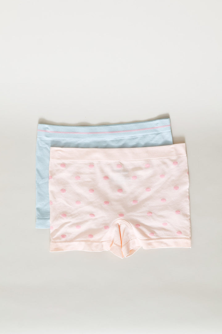 Girls Polka Dots Seamless Boyleg Panty - Blue