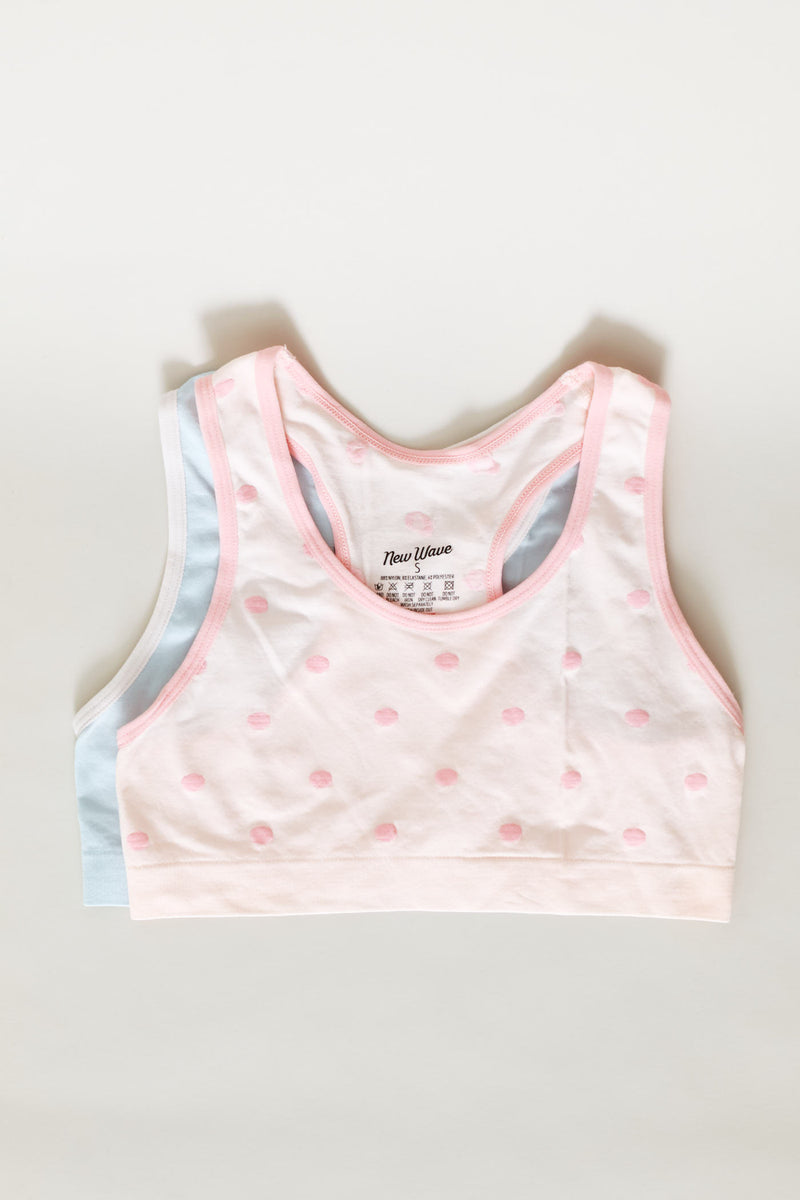 Girls Polka Dots Seamless Crop Bra - Blue