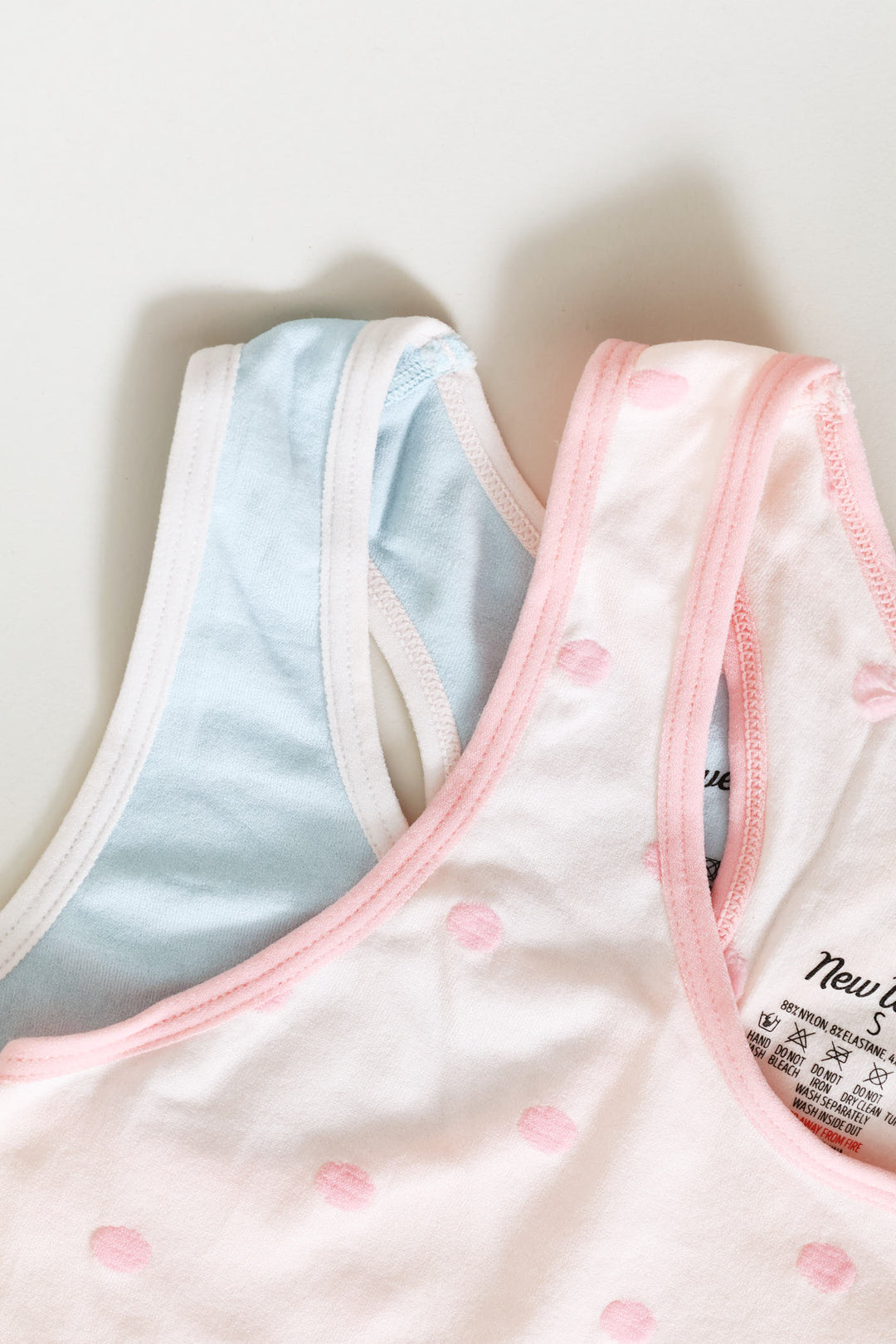 Girls Polka Dots Seamless Crop Bra - Blue