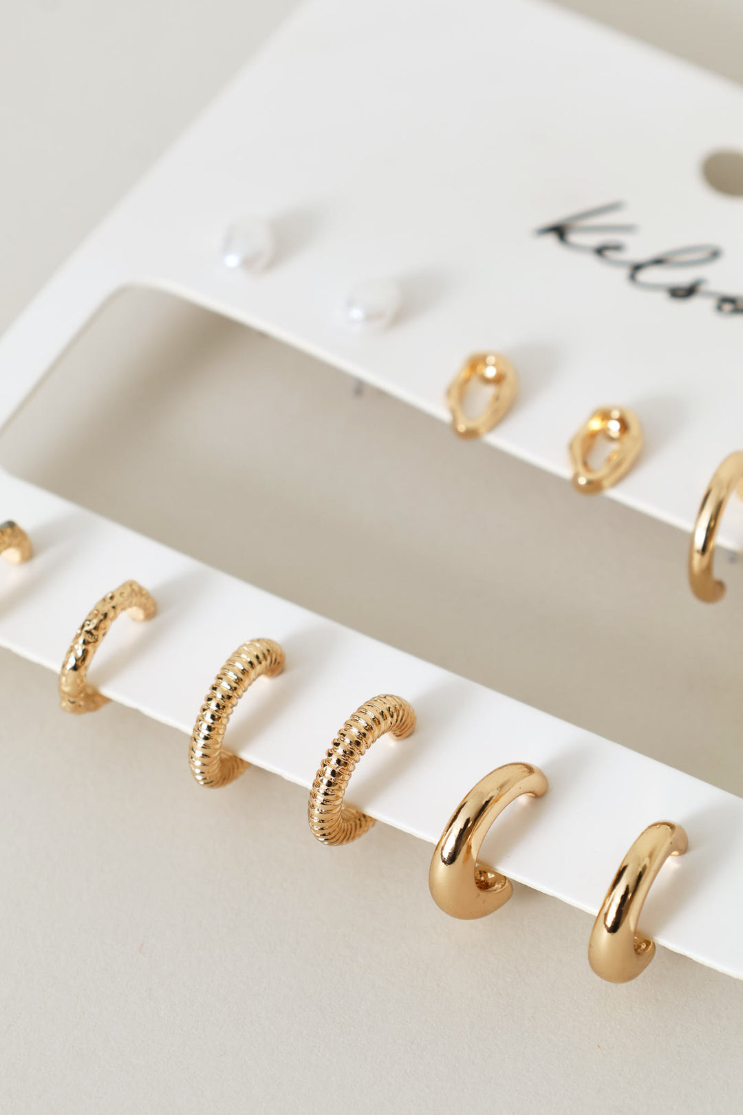 6 Pack Hoops & Stud Earrings - Gold