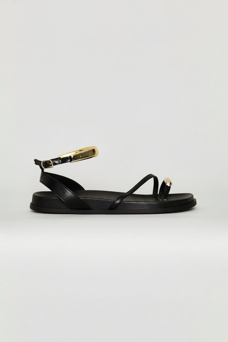 Trim & Ankle Detail Toe Post Sandal - Black