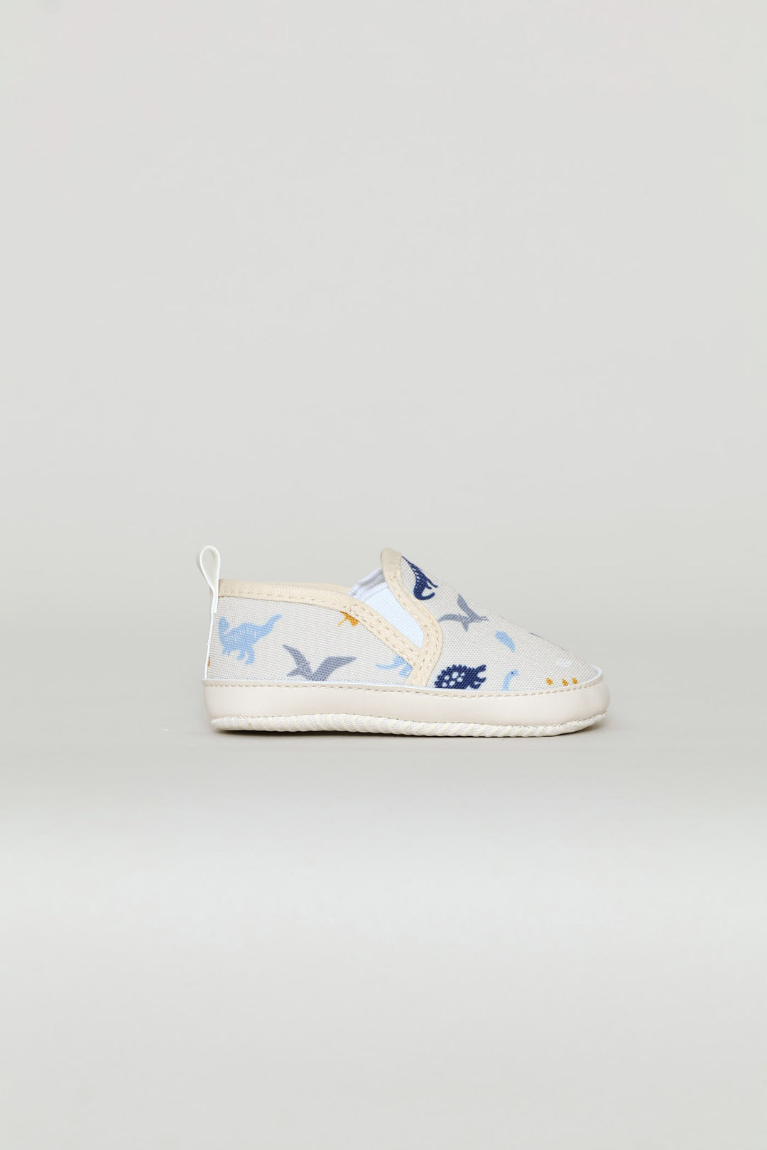 Baby Boys Dino Print Soft Slip On - Cream