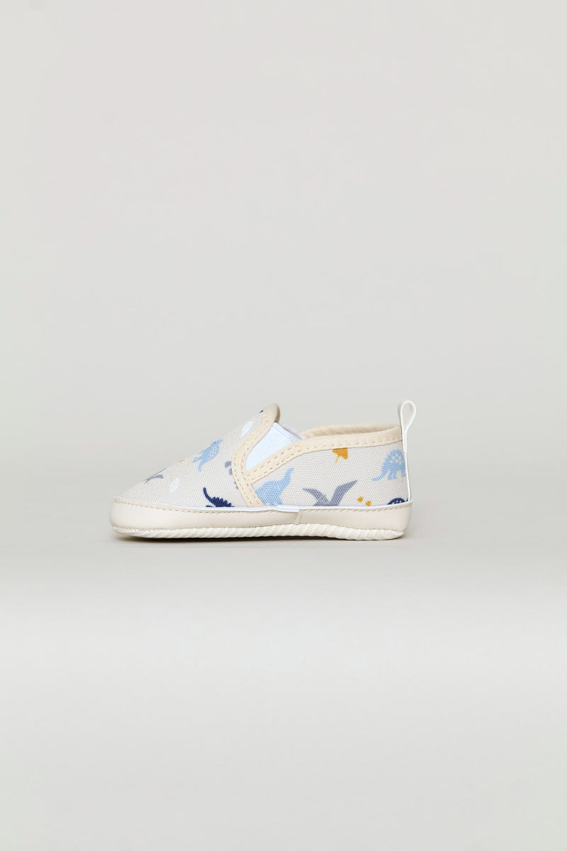 Baby Boys Dino Print Soft Slip On - Cream