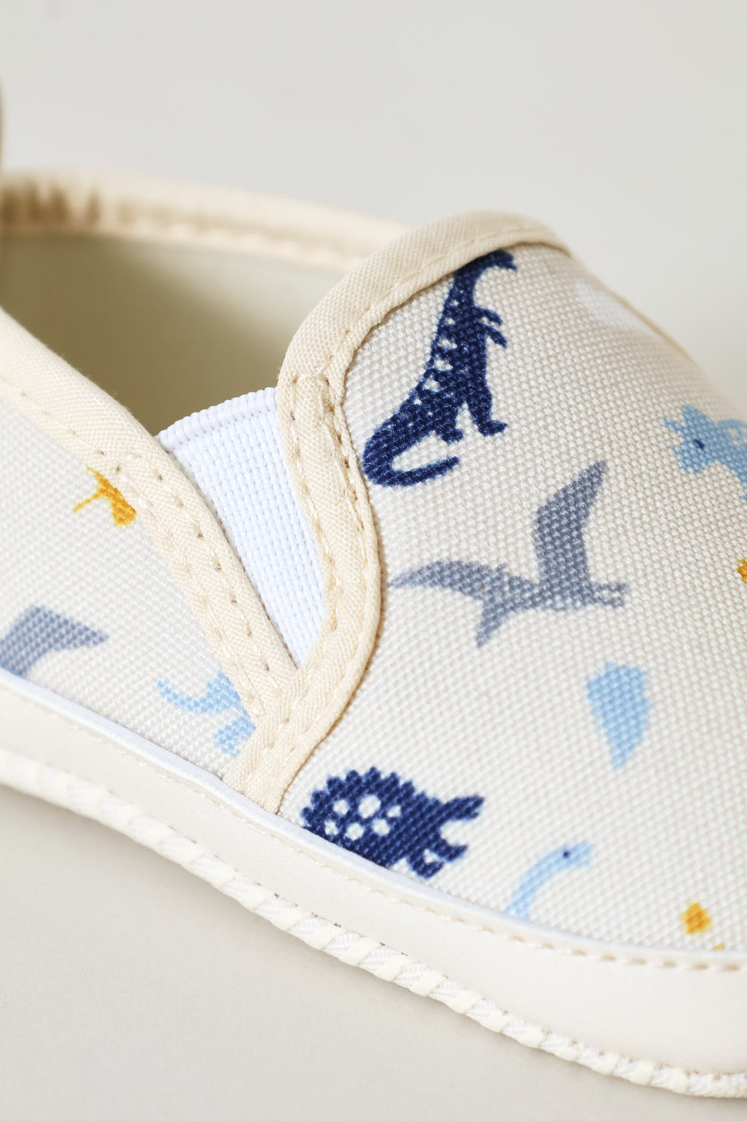 Baby Boys Dino Print Soft Slip On - Cream