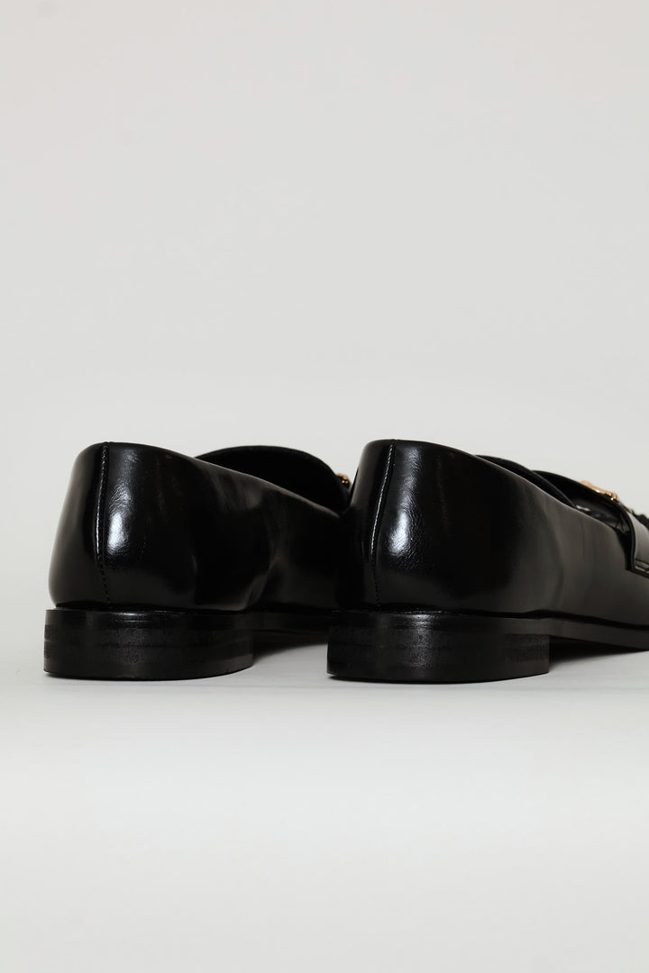 Horsebit Ruched Vamp Loafer - Black