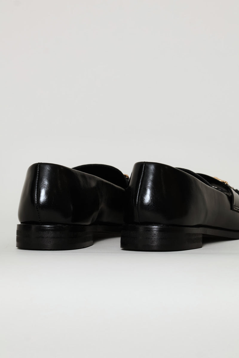 Horsebit Ruched Vamp Loafer - Black