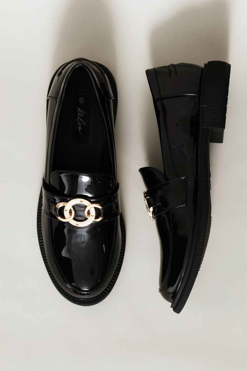 Circle Trim Chunky Loafer - Black