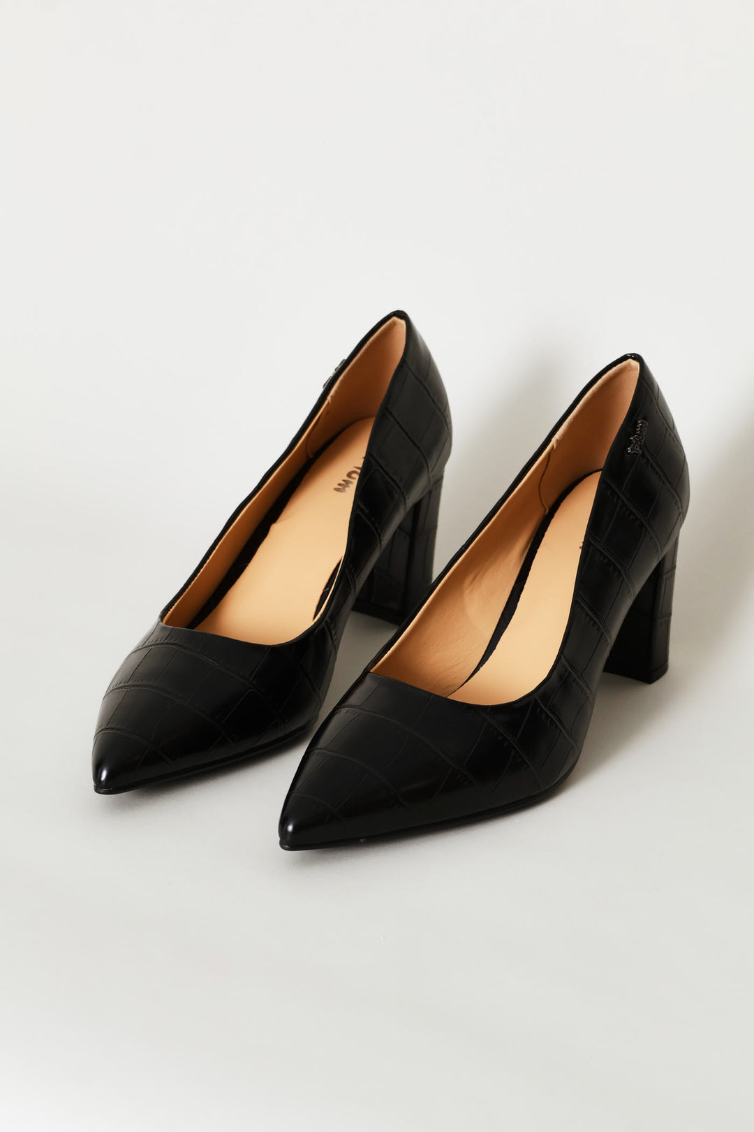 Croc Embossed Heel - Black