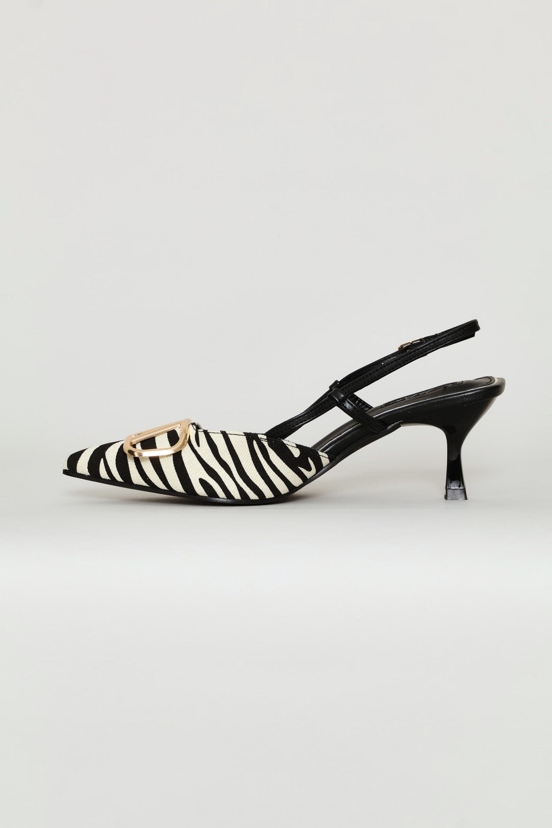 Square Vamp Mogram Slingback Mule Heel - Black