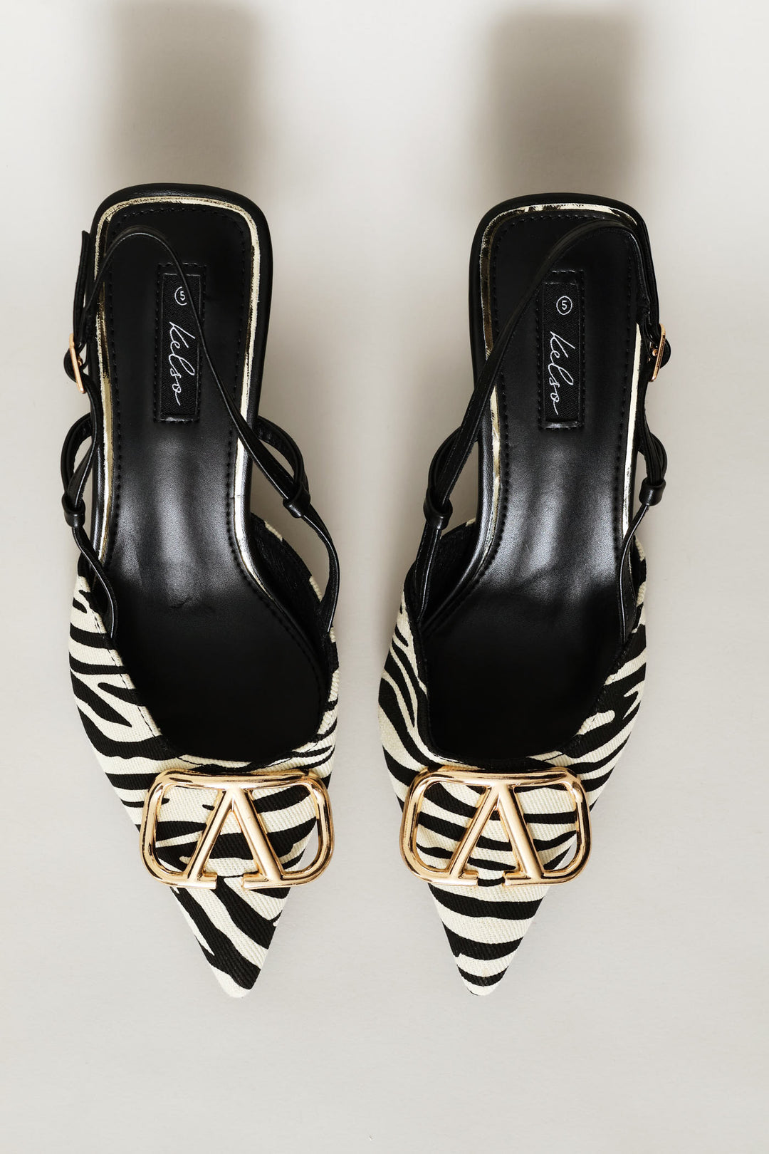Square Vamp Mogram Slingback Mule Heel - Black